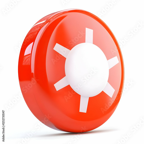 Red 3D Sun Icon Illustration