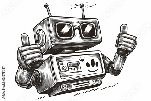 Retro Robot Illustration: T...