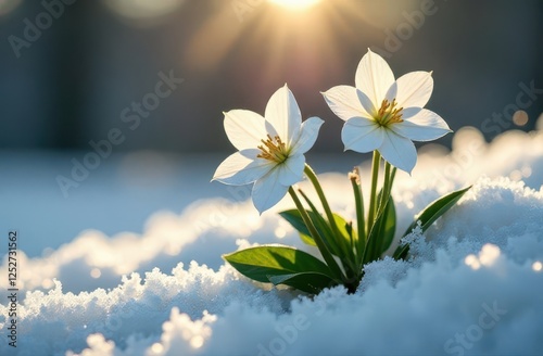 The first flowers and snow . 
 Spring.Spring flowers