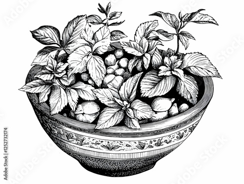 Bowl of Herbs and Berries I...