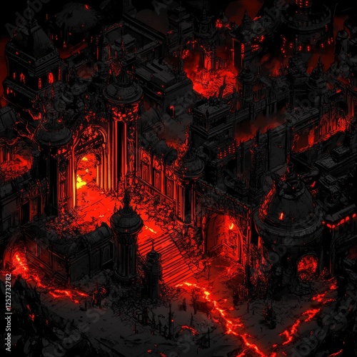 Burning Hellish Cityscape, Lava Flow, Game Design