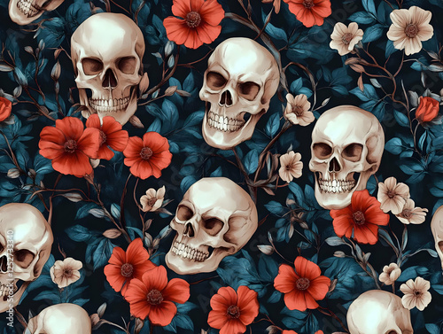 Floral Skull Illustration S...
