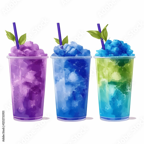 Colorful Frozen Drinks Illu...
