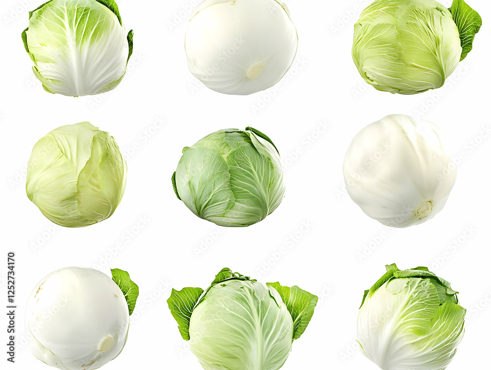 Naklejka premium Green and White Cabbage Realistic Image