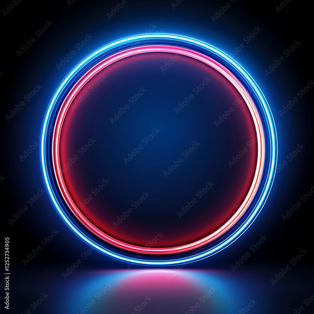 Fototapeta premium A vibrant neon circle glowing against a dark backdrop, perfect for modern designs.