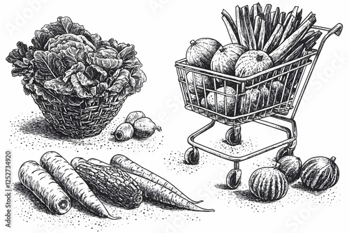 Grocery Shopping Illustrati...