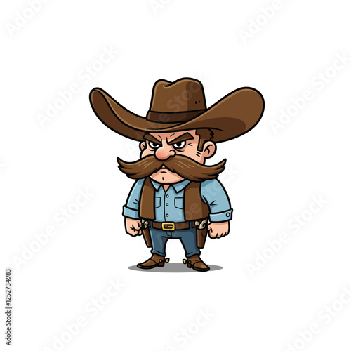 Tough Cowboy Cartoon Character Illustration