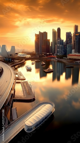 Golden Sunrise Cityscape Il...