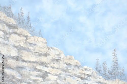 Winter Cliffside Illustration