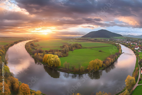 Autumn River Landscape Aeri...
