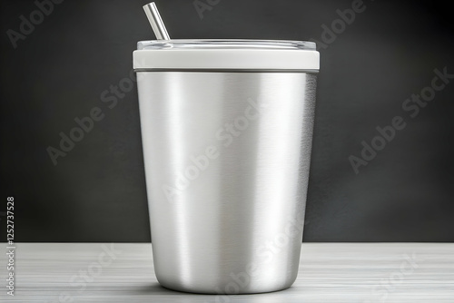 Silver Tumbler with Straw P...