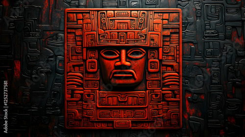 Red Stone Carving 3D Illust...