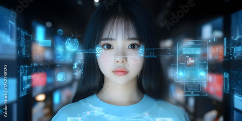 Digital Girl Futuristic Ill...