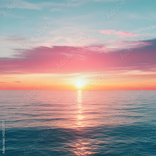 Pink Sunset Ocean Background Illustration