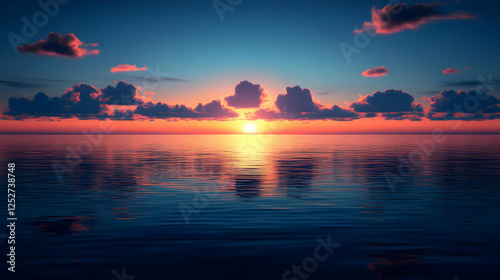 Ocean Sunset 3D Illustration