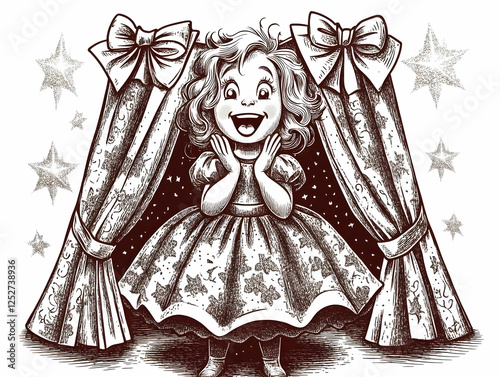 Joyful Girl Illustration, S...