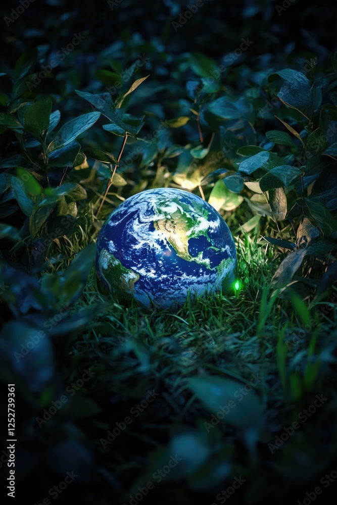 Planet Earth with lit design, symbolizing humanity's impact on the environment. Planet Earth with lit design, symbolizing humanity's impact on the environment.