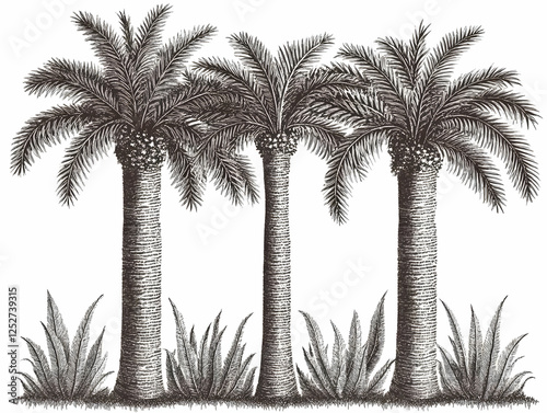 Tropical Palm Trees Illustr...