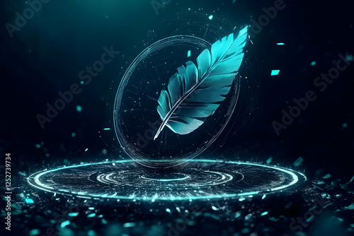 Teal Feather Digital Art 3D...