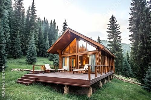 Wooden Cabin in Forest Land...