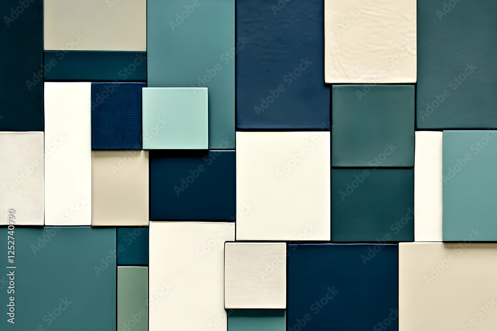 Fototapeta premium Abstract Geometric Teal and Beige Illustration