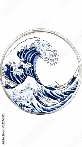 Great Wave Illustration, Bl...