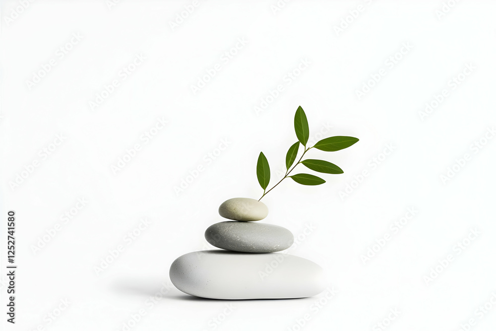 Zen Stones and Leaves Illustration Zen Stones and Leaves Illustration