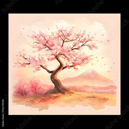 Pink Cherry Blossom Tree Il...