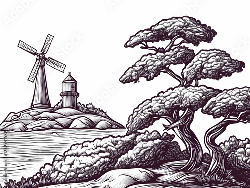 Coastal Landscape Illustrat...