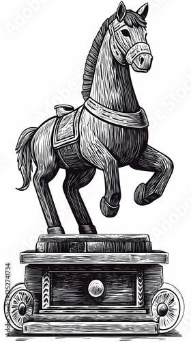 Engraved Wooden Horse Illus...