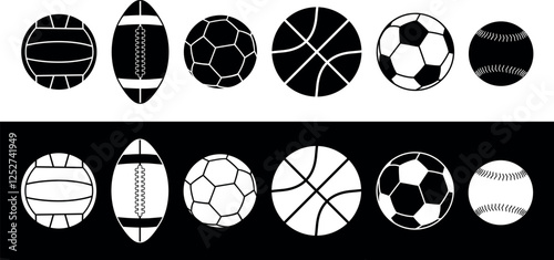 Sports ball set. Isolated sports ball on white background