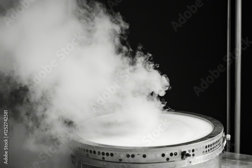 Circular smoke formation in an art installation during a creative showcase event
