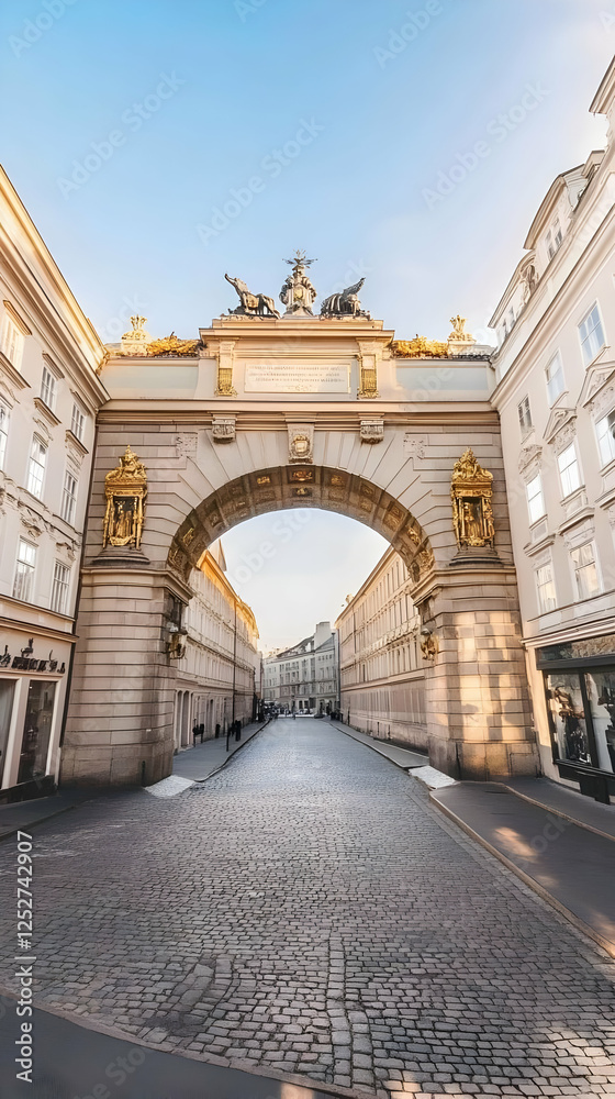 Obraz premium Triumphal Arch Cityscape Illustration