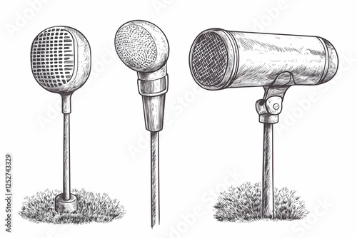 Vintage Microphone Illustra...