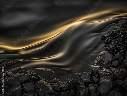 Golden Flow Abstract Water ...