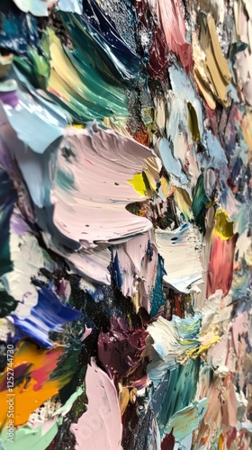 Colorful abstract painting with vibrant brush strokes showcasing an artist's ...