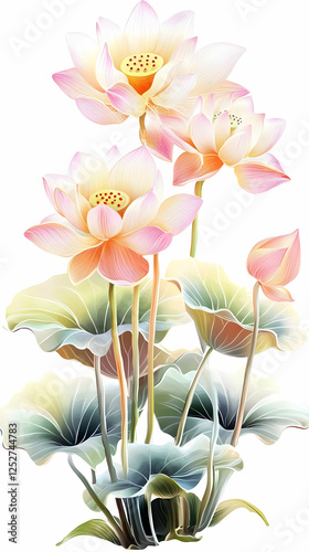 Elegant Lotus Flower Illust...