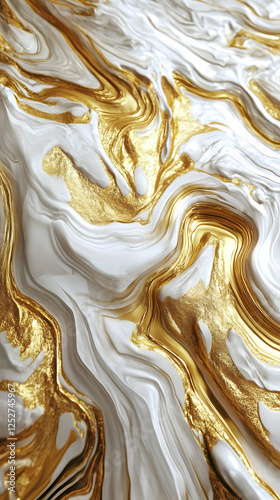 Abstract Gold White Marble ...
