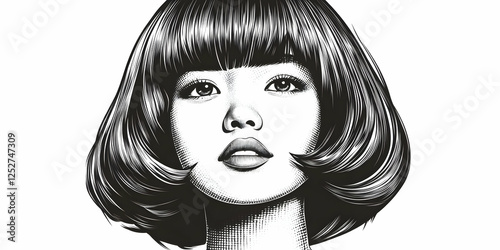 Stylish Bob Haircut Illustr...