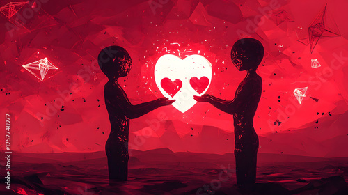 Symbolic portrayal of love and connection.