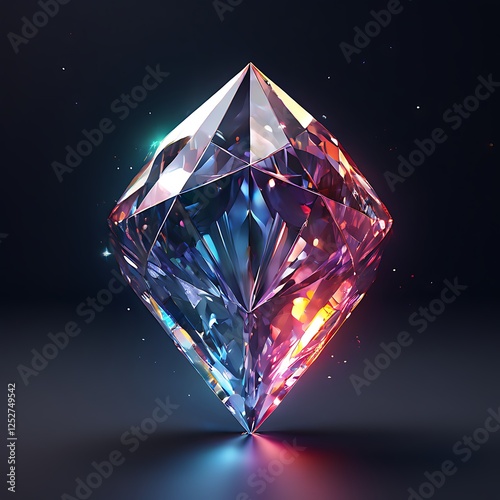 Sparkling Diamond With Iridescent Glow