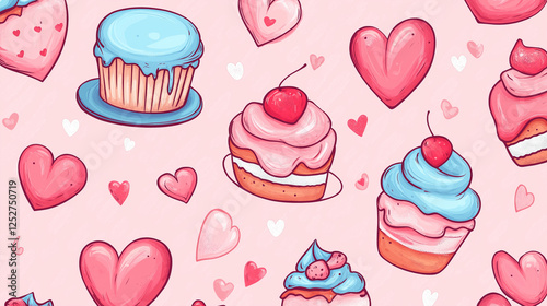 Valentine Seamless heart and flower pattern for romantic decoration