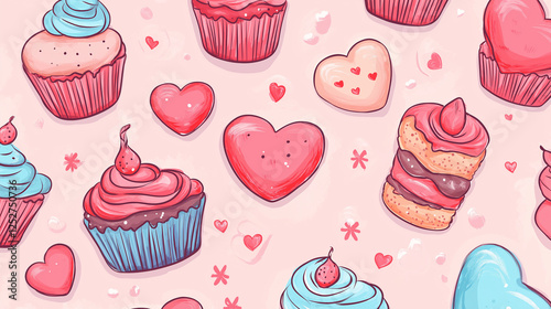 Valentine Seamless heart and flower pattern for romantic decoration