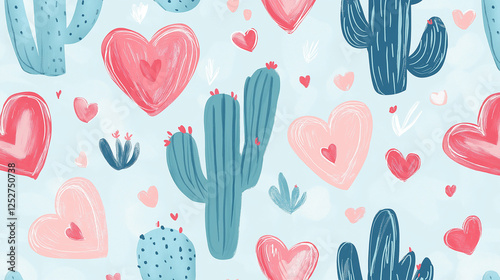 Seamless heart and flower pattern for romantic decoration