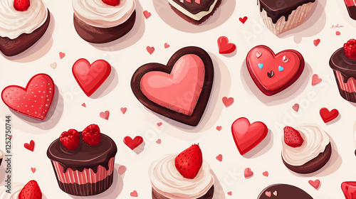 Valentine Seamless heart and flower pattern for romantic decoration