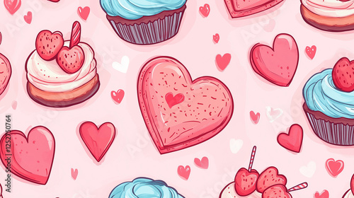 Valentine Seamless heart and flower pattern for romantic decoration