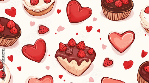 Valentine Seamless heart and flower pattern for romantic decoration