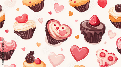 Valentine Seamless heart and flower pattern for romantic decoration