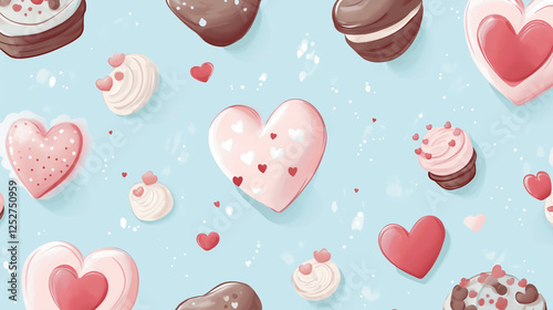 Valentine Seamless heart and flower pattern for romantic decoration