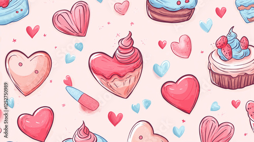 Valentine Seamless heart and flower pattern for romantic decoration